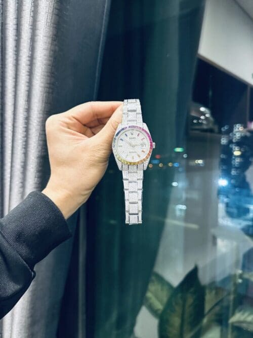 Rolex DateJust Rainbow Custom Moissanite Diamonds 41mm